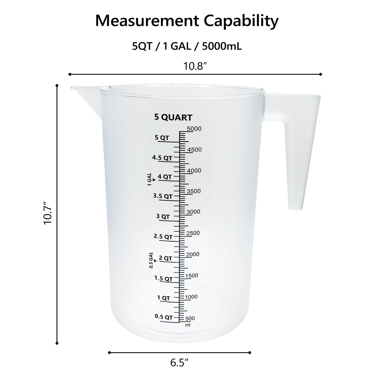 NaNaPaly measuring cup with wide opening and large handle for controlled pouring.