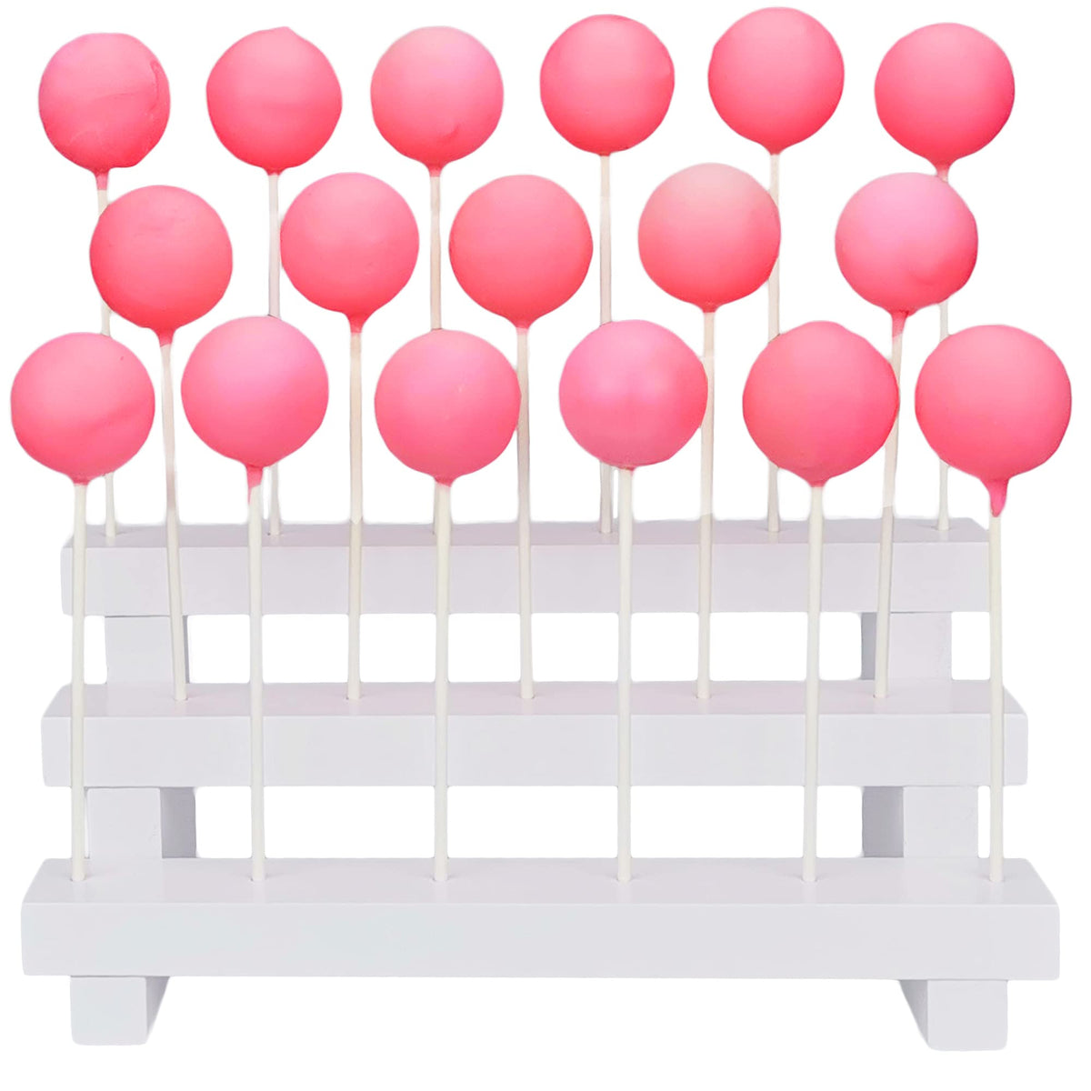 NANGOPOP 3-tier white cake pop stand showcases 17 pops for elegant desserts.