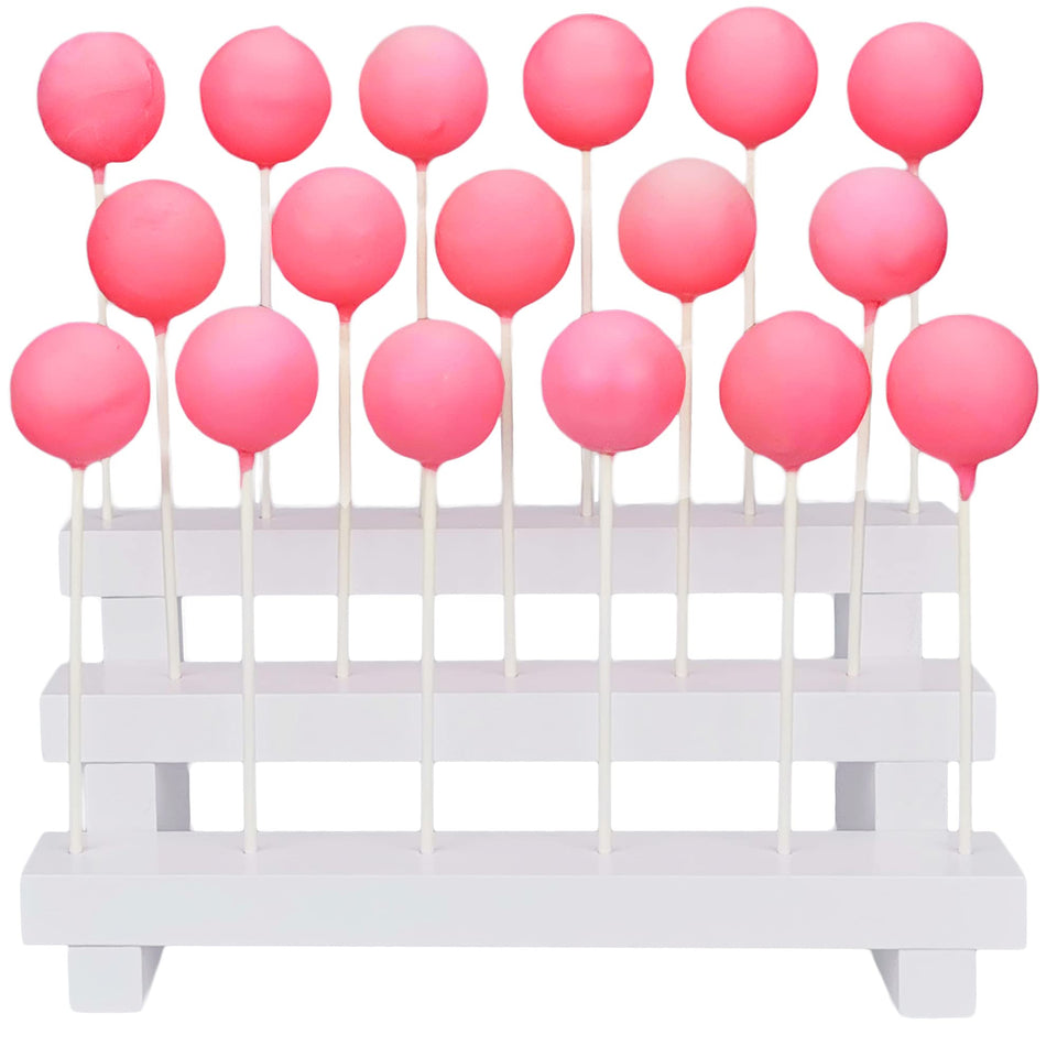 NANGOPOP 3-tier white cake pop stand showcases 17 pops for elegant desserts.