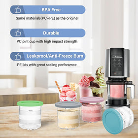 NANOBABY flat-bottom pint design simplifies stacking and cleaning.