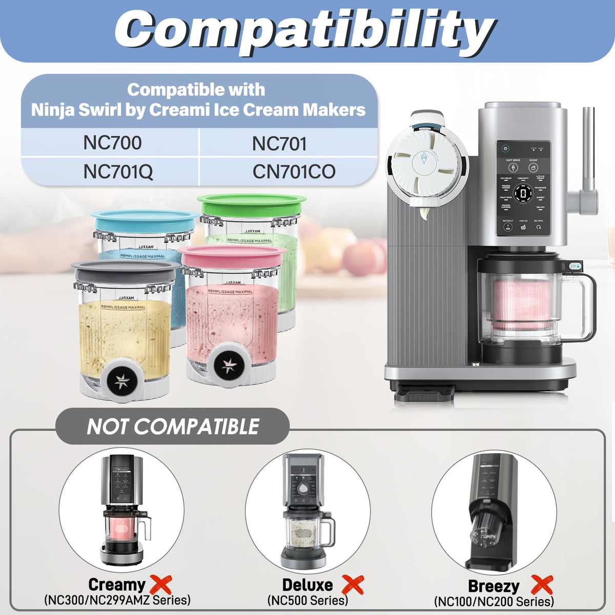 NANOBABY color-coded lids for quick flavor identification.