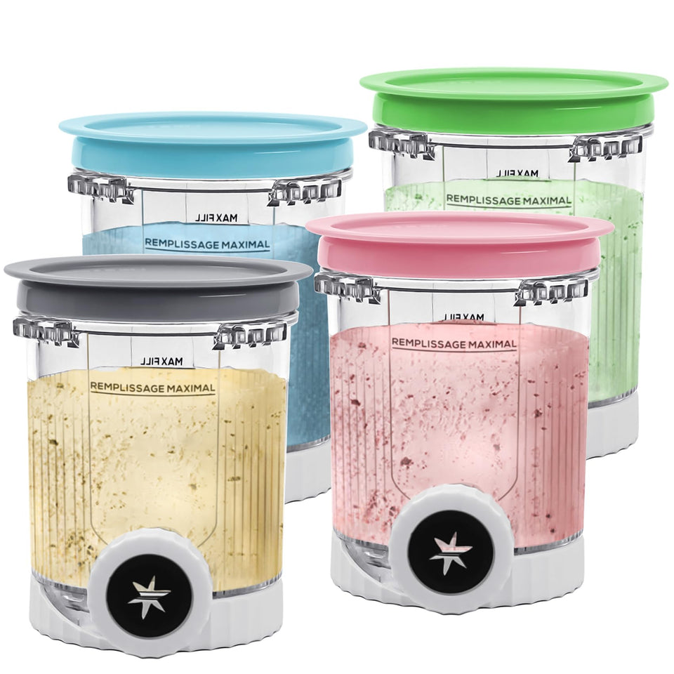 NANOBABY Ninja Swirl pint cups 4-pack for easy flavor prep.