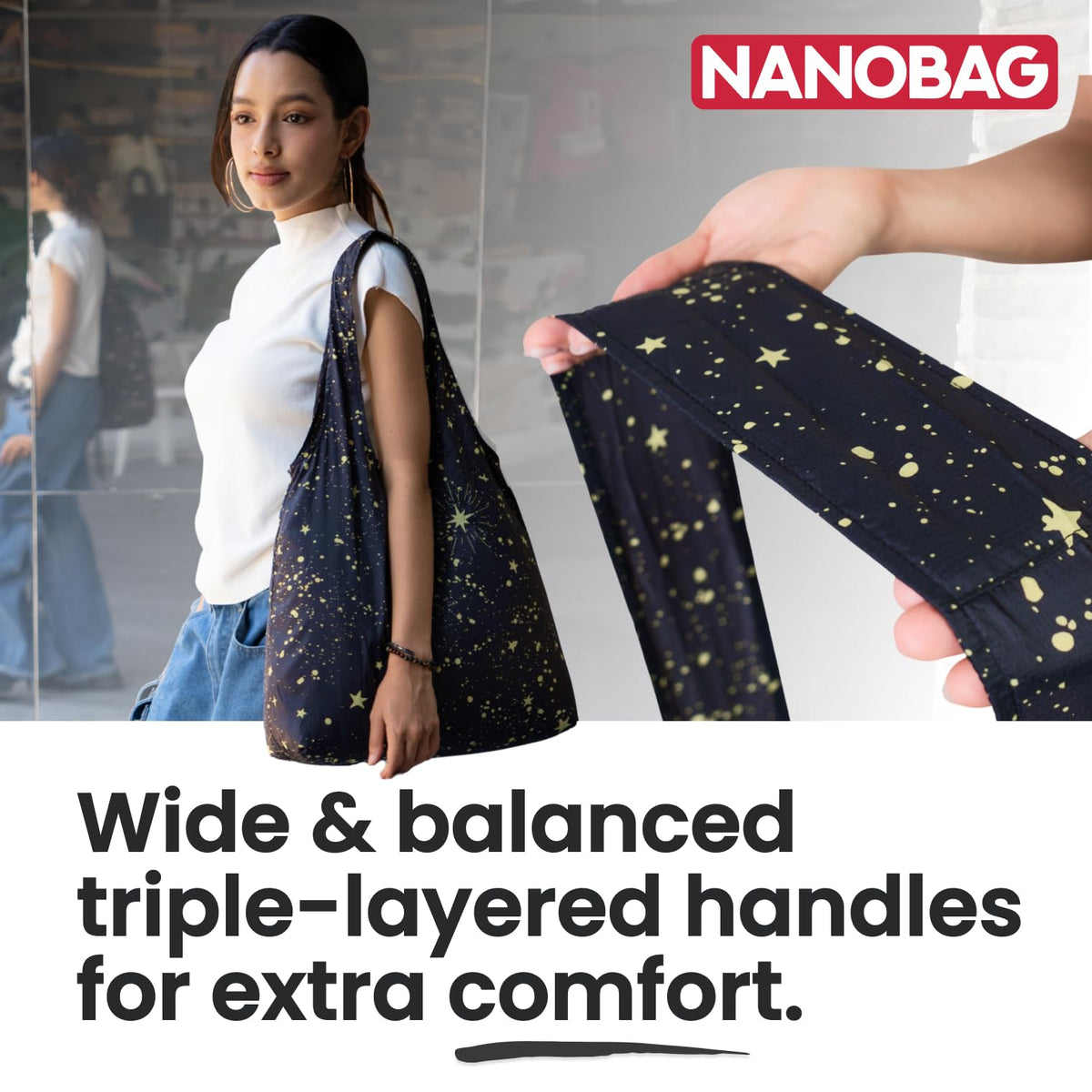 Close-up of Nanobag diamond ripstop nylon material.