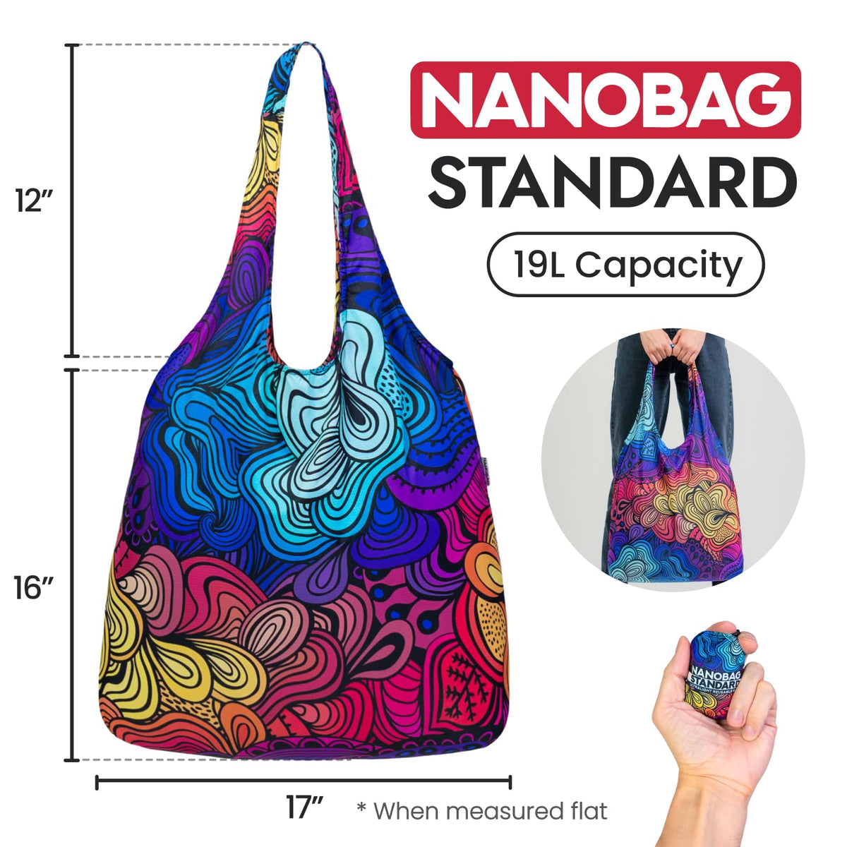 Nanobag diamond ripstop nylon material emphasizing light weight and durability