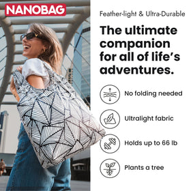 Nanobag foldable tote in-pocket deployment highlights effortless carry