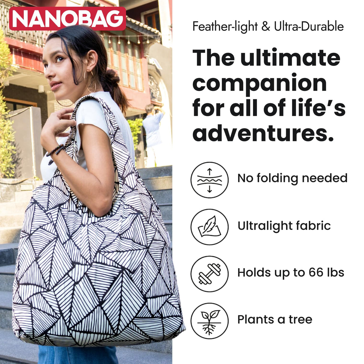 Reinforced bartack stitching on Nanobag for heavy-duty daily use.
