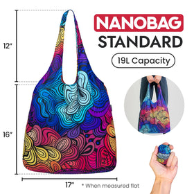 Nanobag packs away quickly, a pocket-sized companion for travel and shopping.