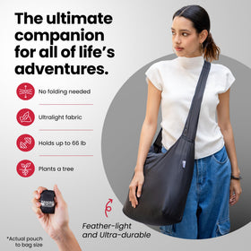 Nanobag Sling uses diamond ripstop nylon for durable, featherlight daily carry.