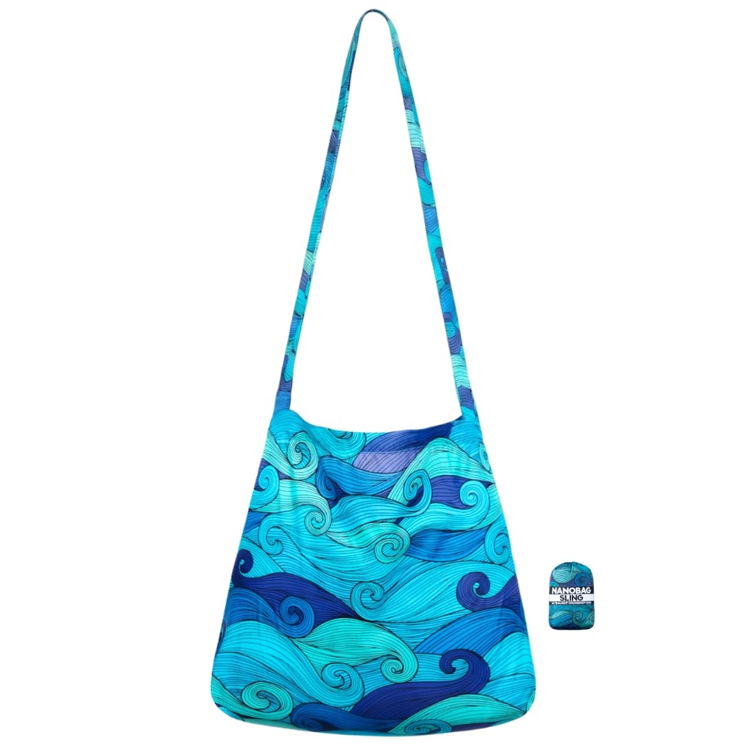 Nanobag Sling ultralight crossbody bag worn over shoulder for hands-free daily carry.