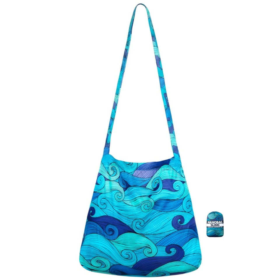 Nanobag Sling ultralight crossbody bag worn over shoulder for hands-free daily carry.