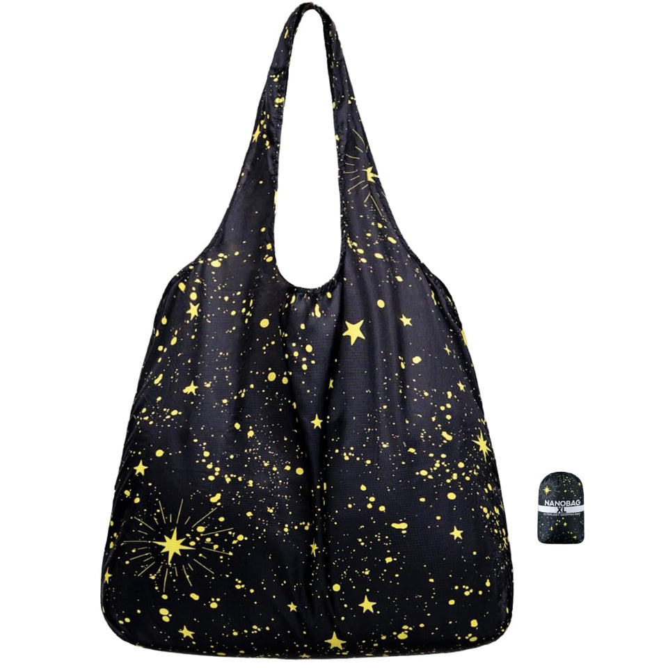 Nanobag ultralight foldable tote showing 25-liter capacity for groceries