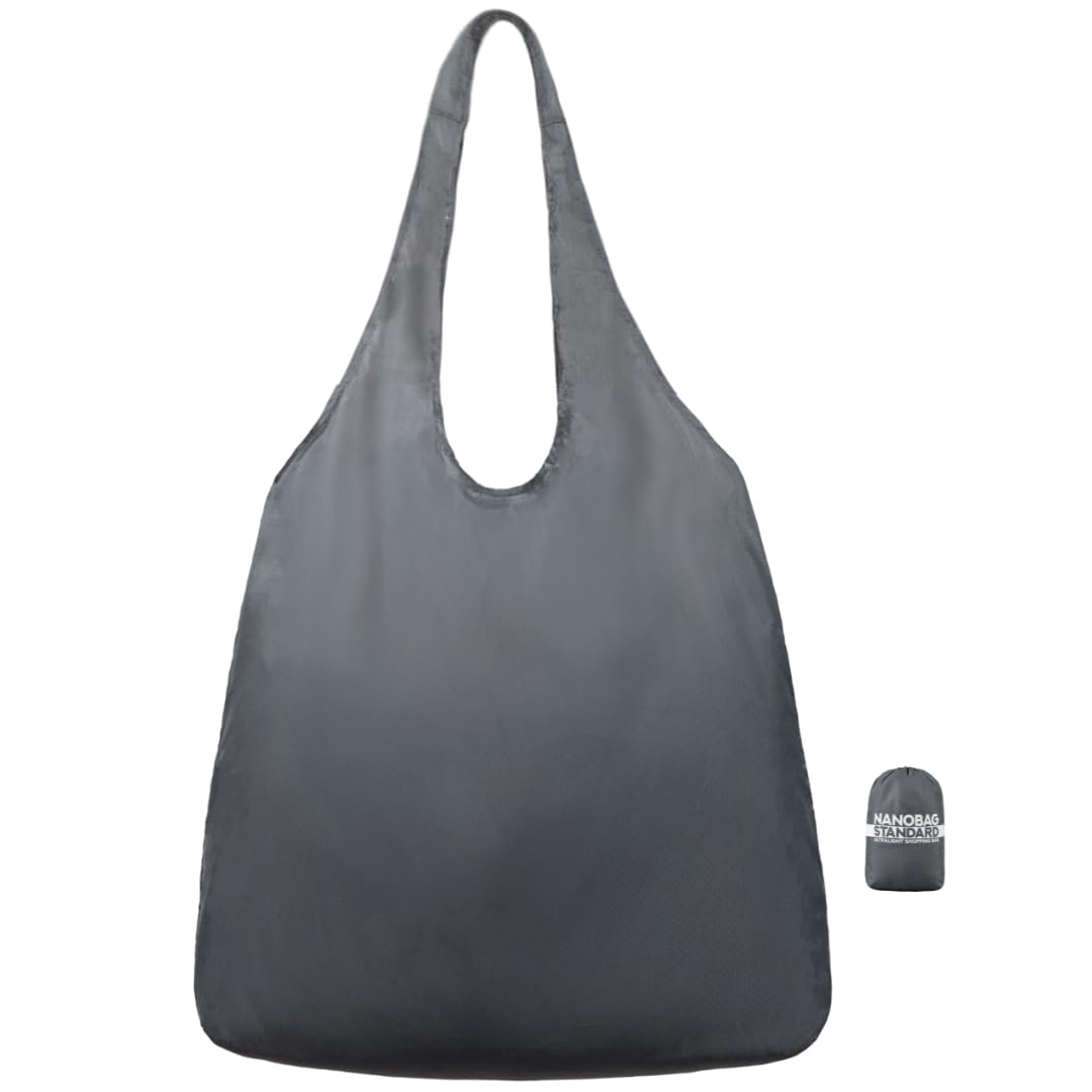 Nanobag ultralight tote folded in pocket for ultra-convenient carry.