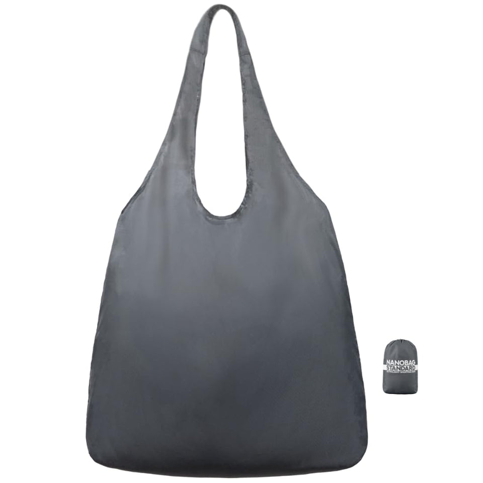 Nanobag ultralight tote folded in pocket for ultra-convenient carry.