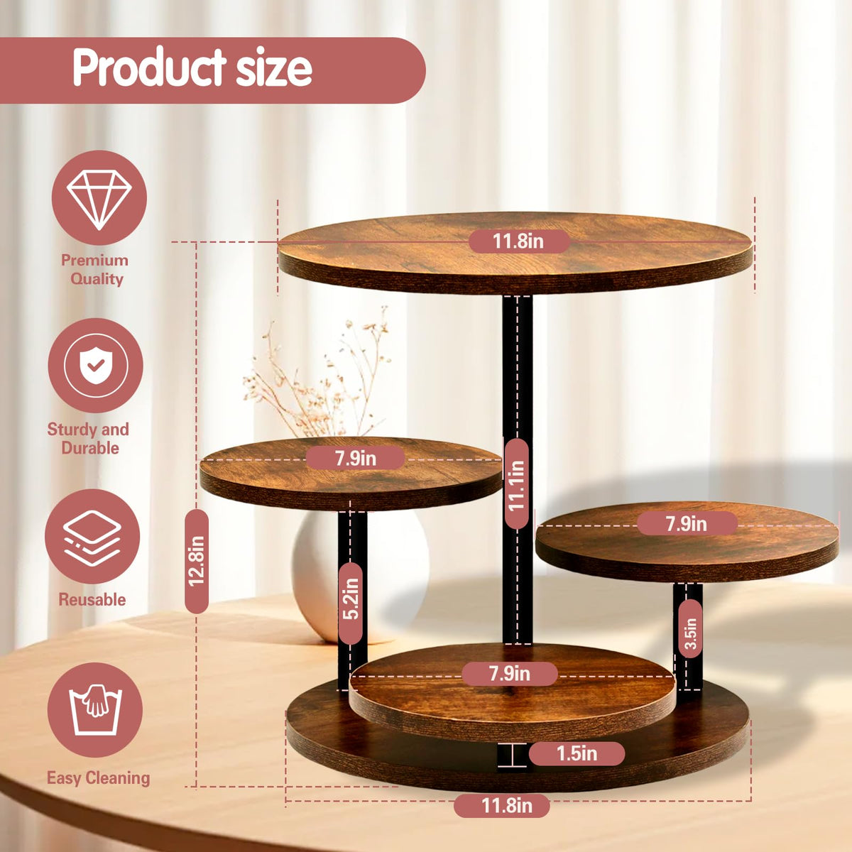 NANXITU easy-assembly cake stand with no tools required