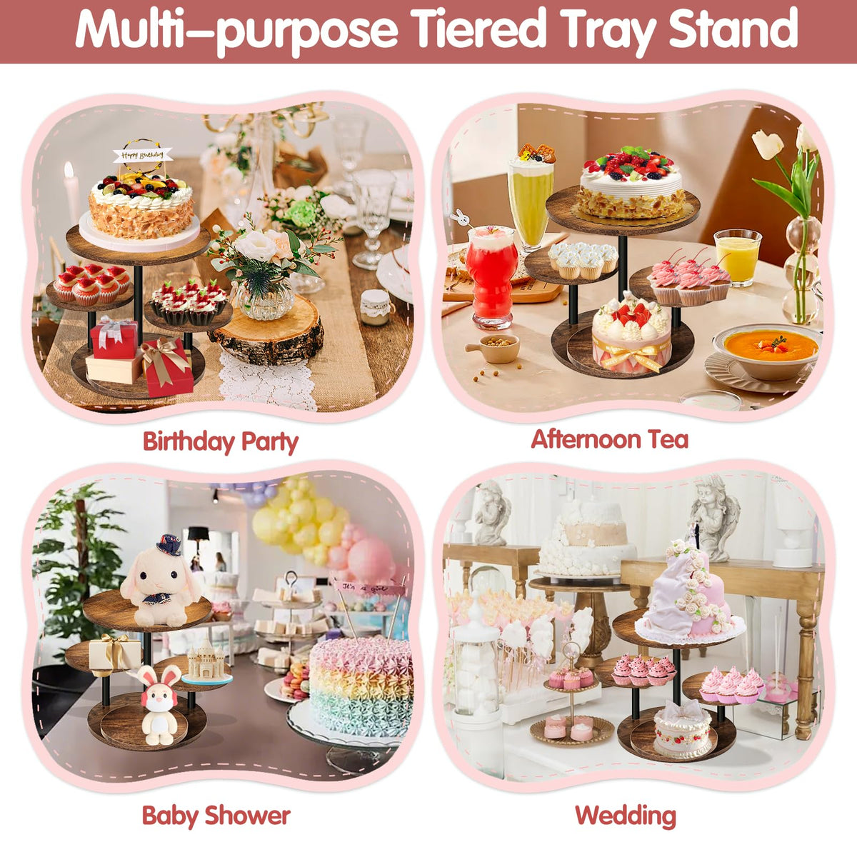 NANXITU multi-purpose tiered tray fits weddings, parties, and gatherings