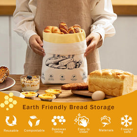 NANYI beeswax bread bags amber wheat open fold demonstrates breathable lining