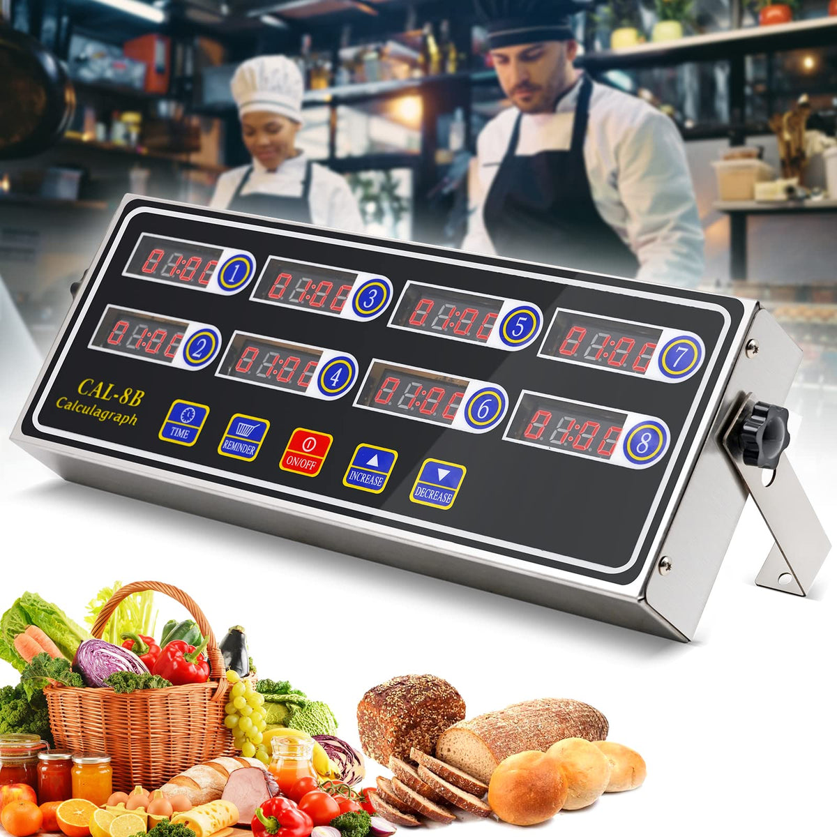 NAOEDEAH 8-channel timer with digital display for multitasking in busy kitchens.
