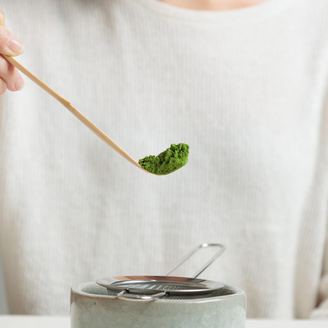 Naoki Matcha stainless steel sifter removes clumps for smooth whisking.