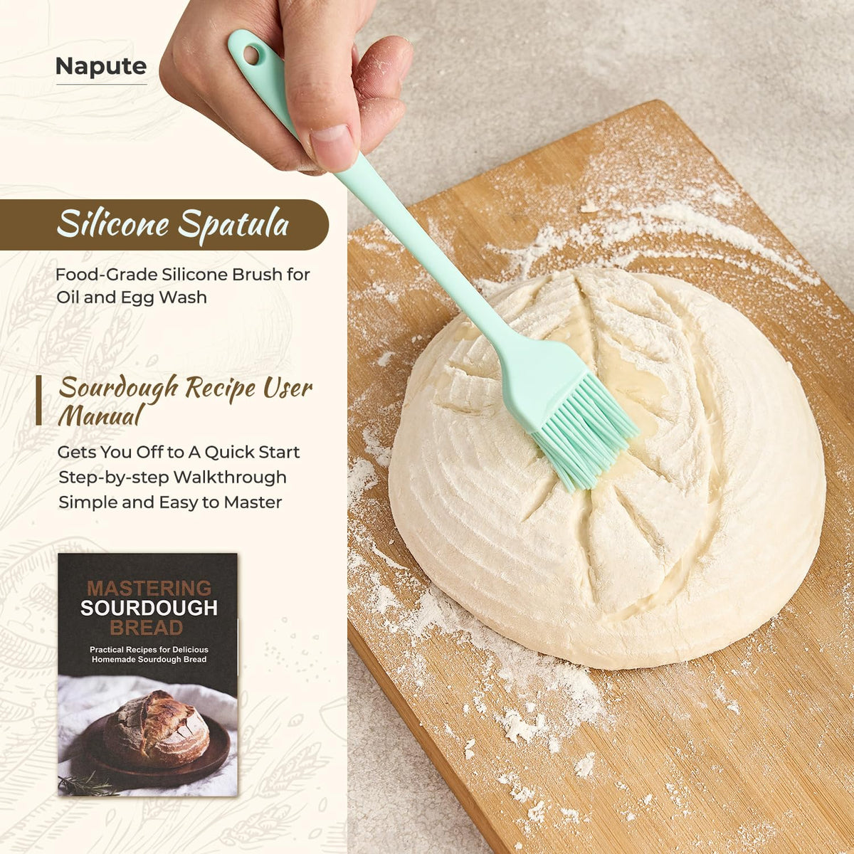 Napute bread sling for safe dough transfer to the hot oven