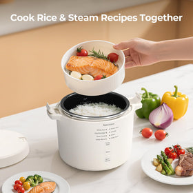 Narcissus 3.5-Cup Rice Cooker cooking setup, compact multi-function use