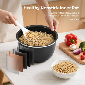 Narcissus 3.5-Cup Rice Cooker dish steaming image showing even heat distribution for perfect rice