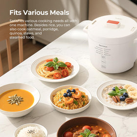 Narcissus 3.5-Cup Rice Cooker with steam tray, even steaming for balanced meals