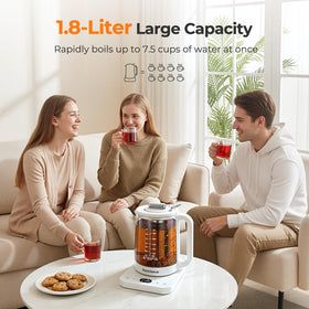 Narcissus kettle with removable infuser for loose tea and blossoms.