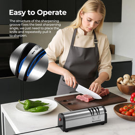 Narcissus Knife Sharpener in use during quick sharpening