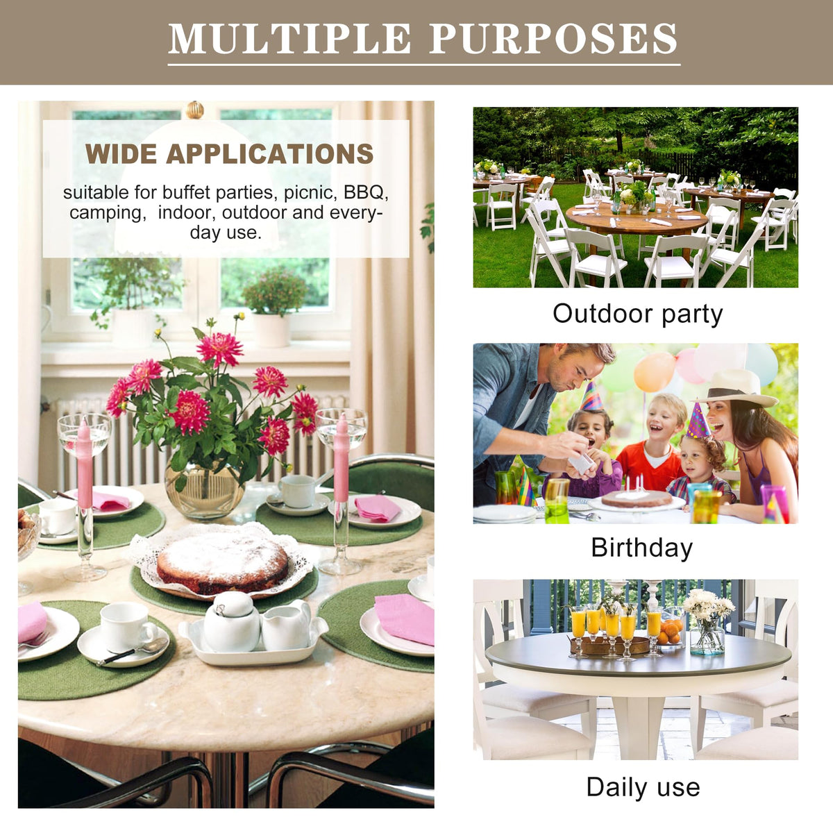 Nasitos 2-pack round tablecloths—great for multiple tables and events.