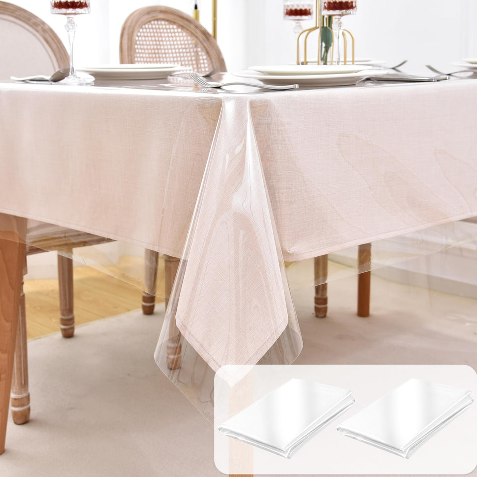 Nasitos 2-pack tablecloth clear 60x84 inches protects surfaces from spills