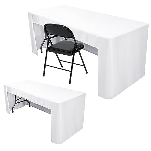 Nasitos white fitted table cover, front view, professional display for events