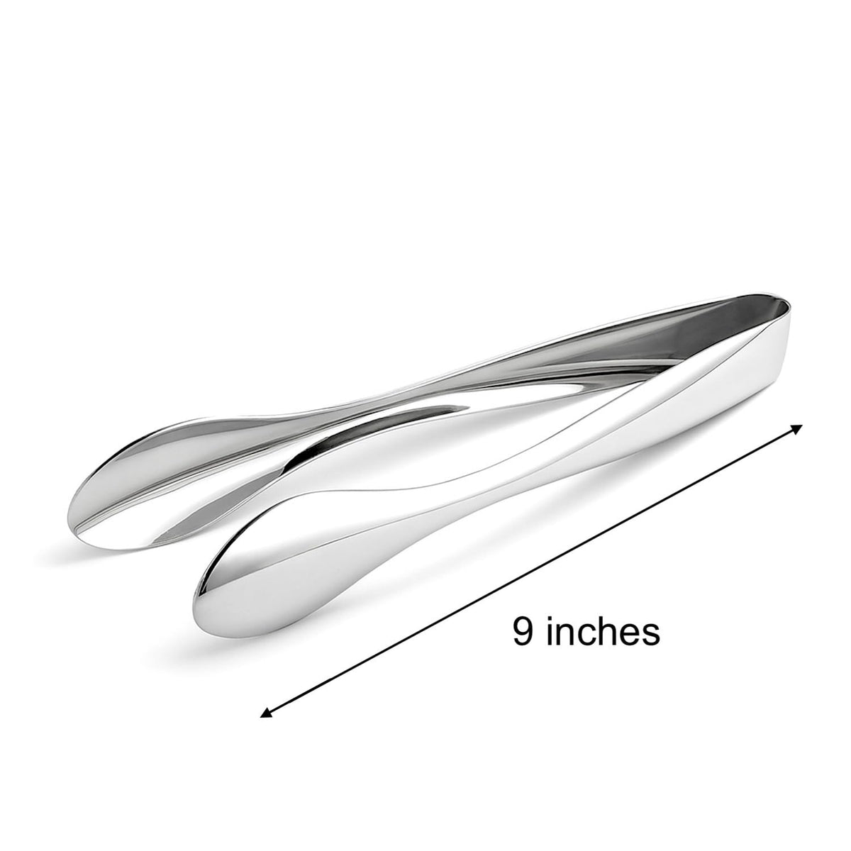 Natier premium stainless steel serving tongs 9-inch in use for fresh salad.