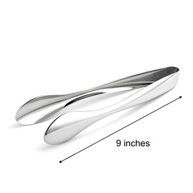 Natier premium stainless steel serving tongs 9-inch in use for fresh salad.