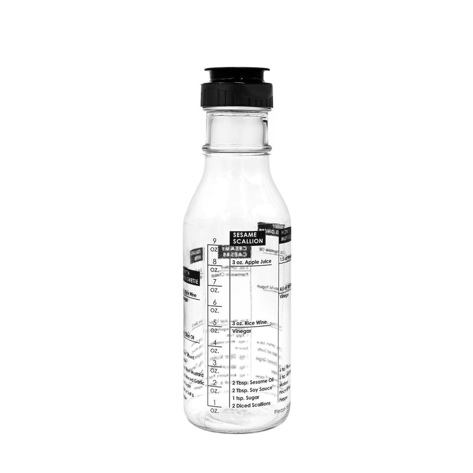 Natier salad dressing shaker front view with clear measurement marks for easy mix-and-serve.