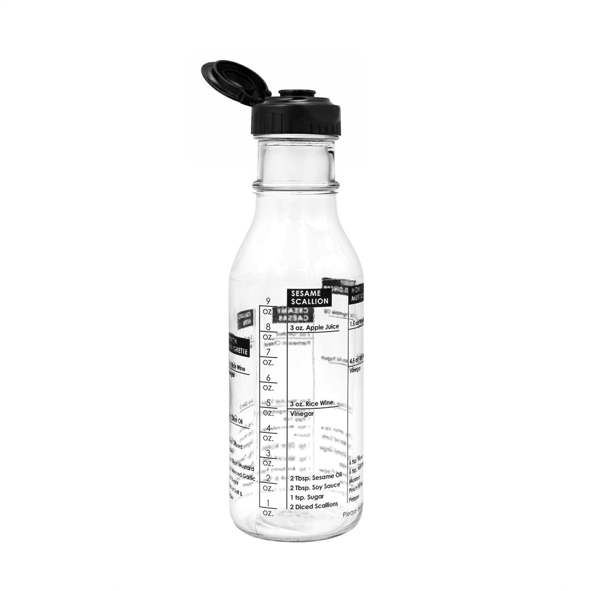 Natier salad dressing shaker measurement marks aid precise dressing portions.