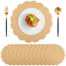 NatNarr kraft placemats with scalloped edges for rustic dining and easy cleanup.