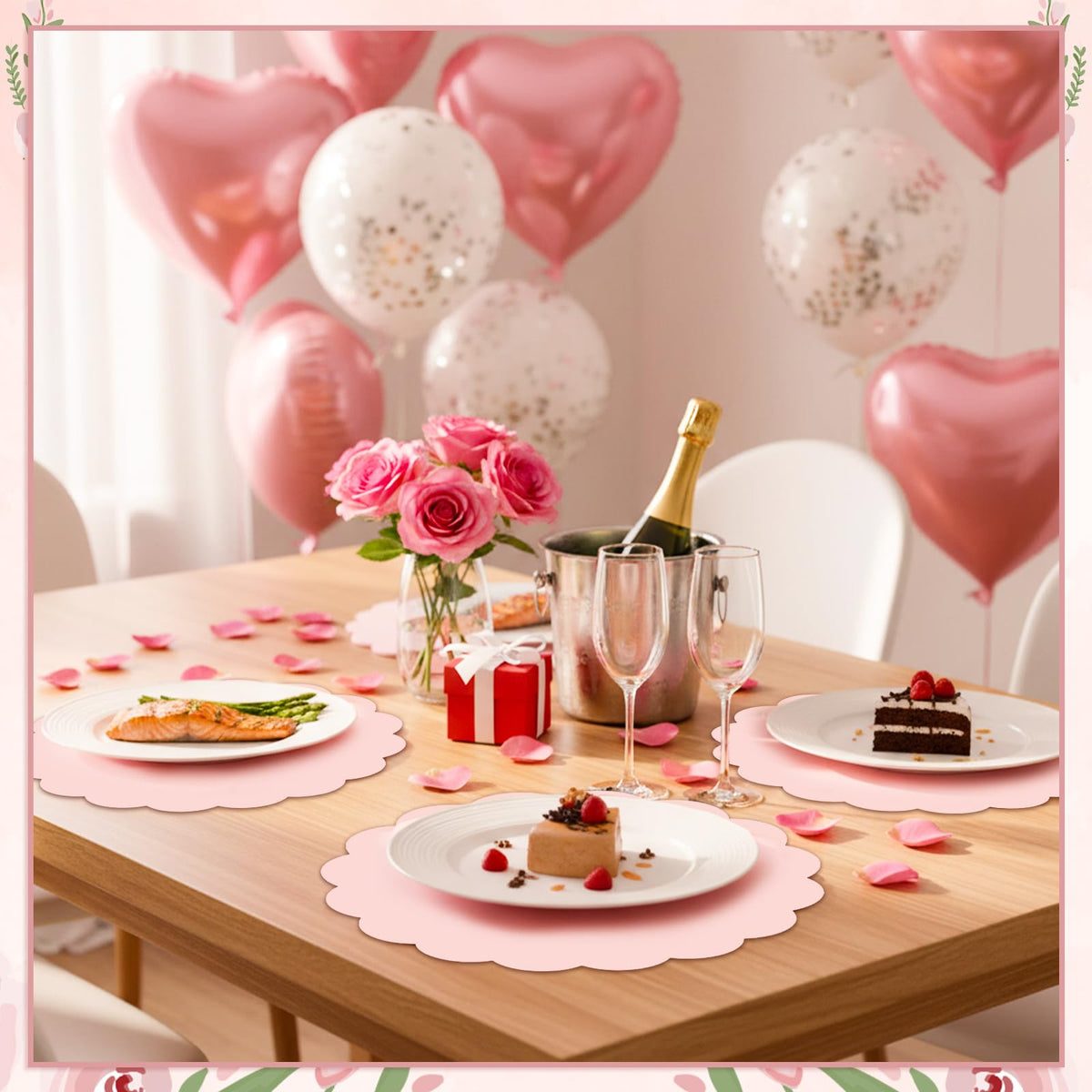 NatNarr baby shower placemats in light pink for gentle ambience