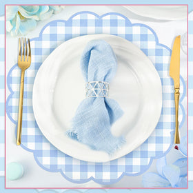 NatNarr blue checkered placemat creates a festive table setting