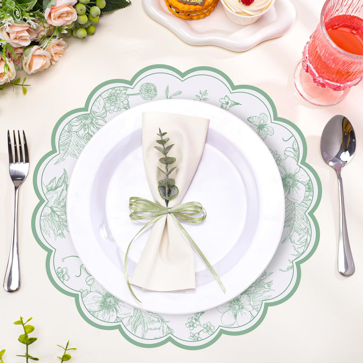 NatNarr floral pattern close-up placemat adds elegant ambiance