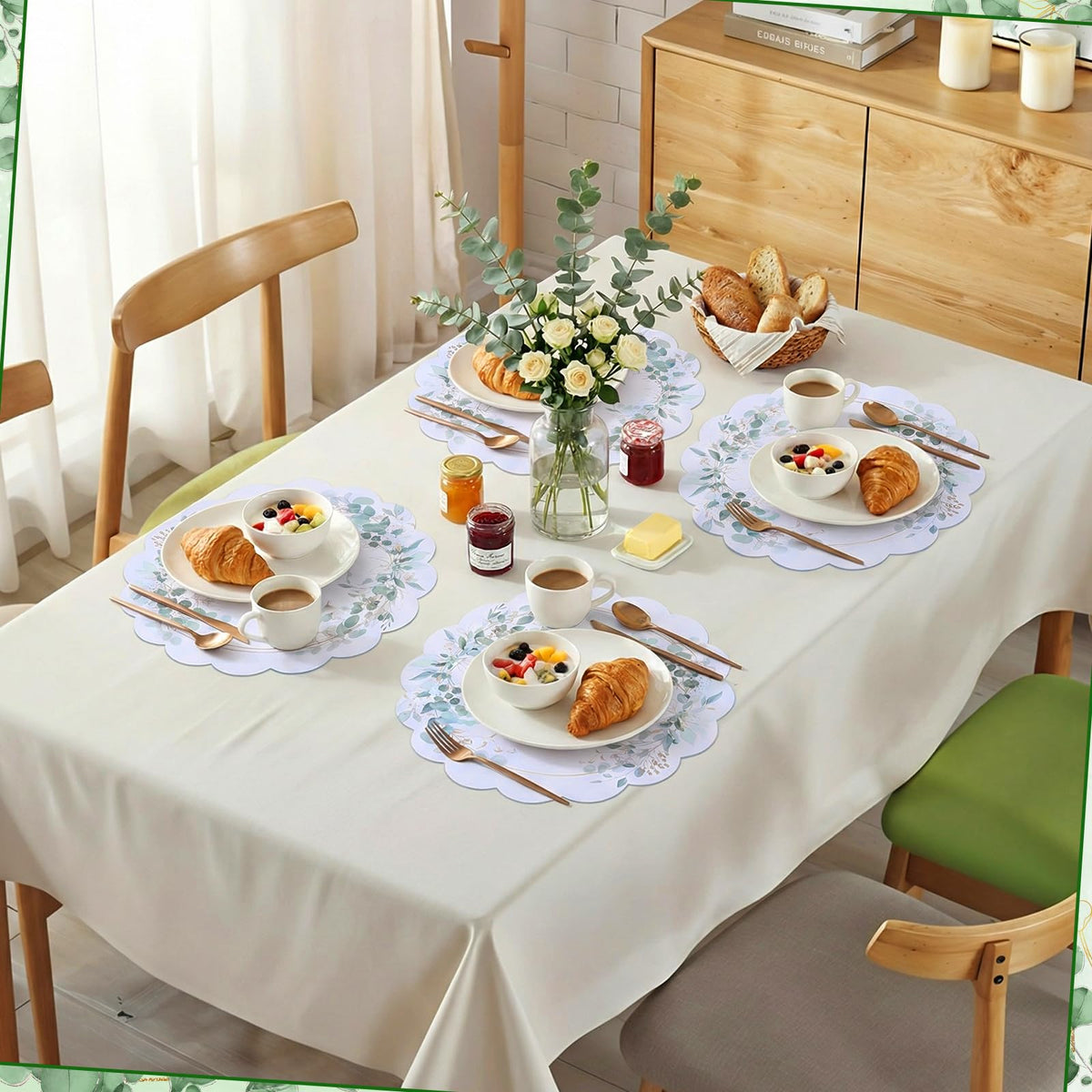 NatNarr floral pattern placemats enhancing wedding reception tables