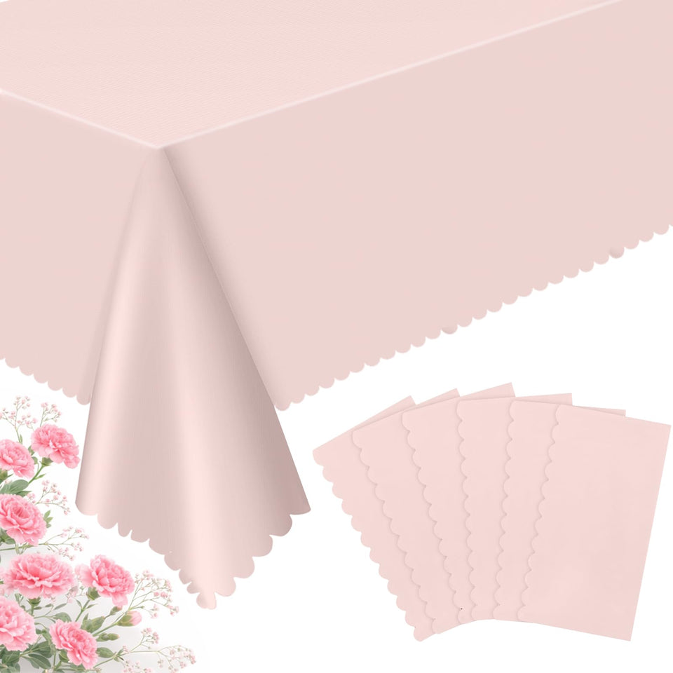 NatNarr light pink tablecloth, 54x108 inches, flat on a rectangular table for stylish setup.