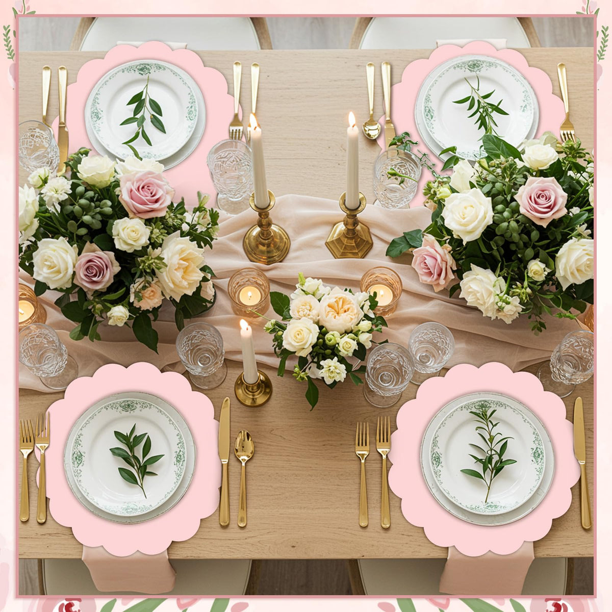 NatNarr Mother's Day and wedding placemats in soft pink