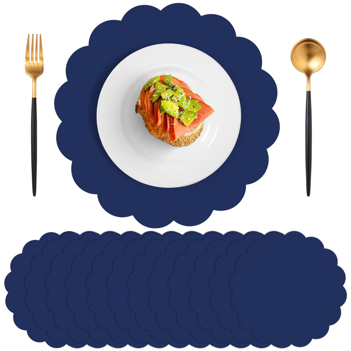 NatNarr navy blue placemats with rolled-edge for elegant event decor