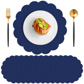 NatNarr navy blue placemats with rolled-edge for elegant event decor