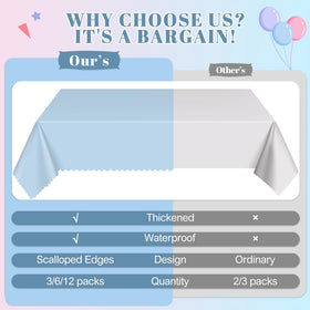 NatNarr PEVA gender-reveal tablecloth—waterproof and stain-resistant for indoor-outdoor use.