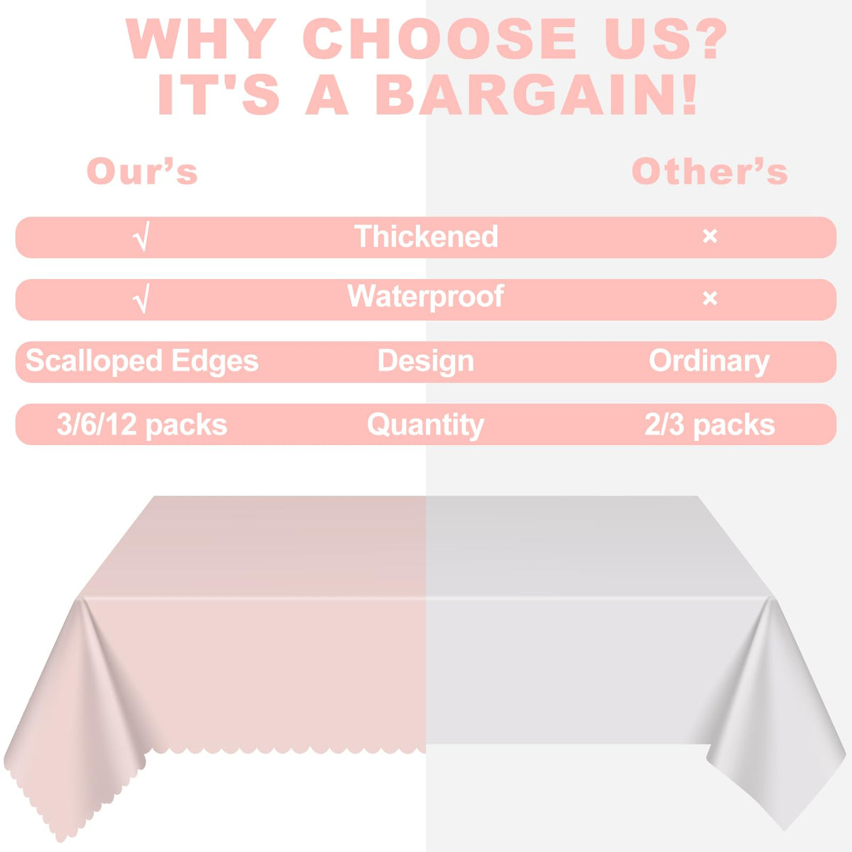 NatNarr pink tablecloth 54x108 on a dining table for quick setup