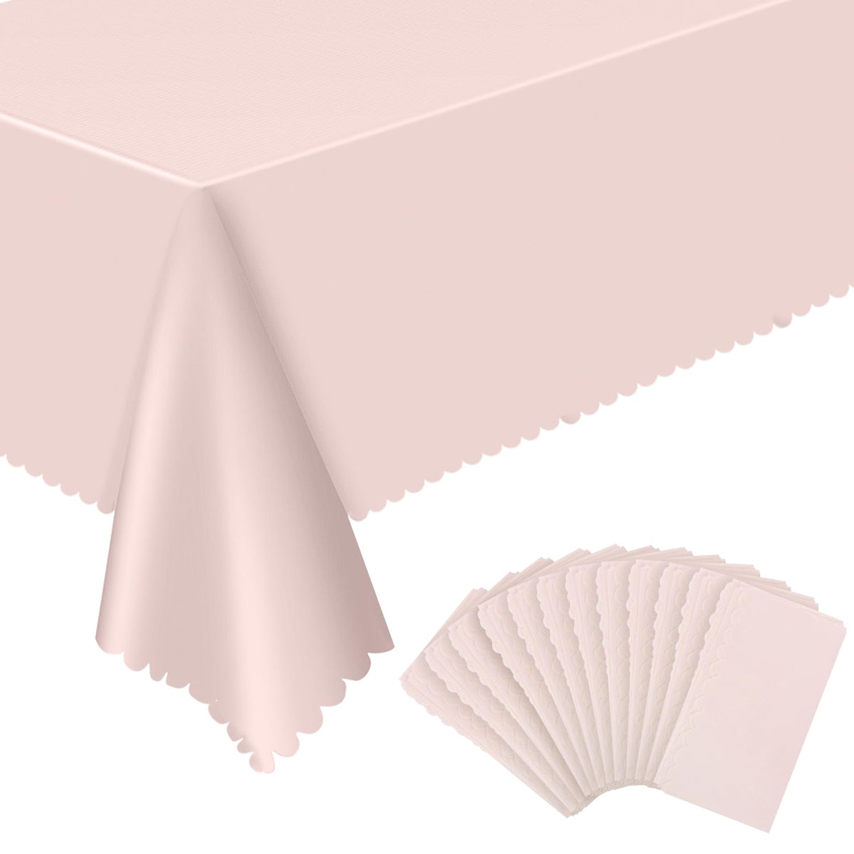 NatNarr pink tablecloth with scalloped edge for elegant events and easy cleanup