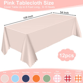 NatNarr lightweight PEVA pink tablecloth at an outdoor party backdrop