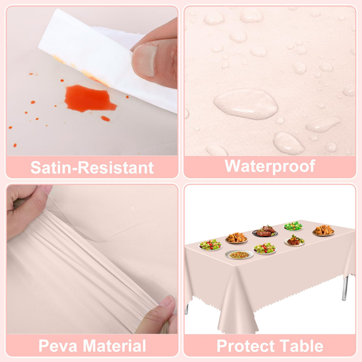 NatNarr wedding reception with pink scalloped tablecloth edge