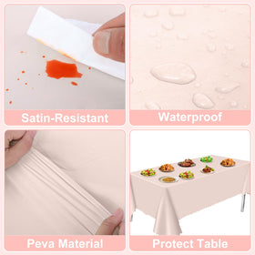 NatNarr wedding reception with pink scalloped tablecloth edge